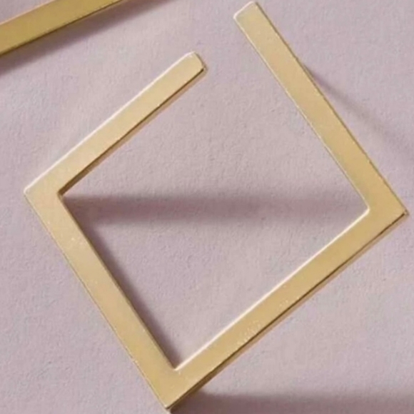 Gold Square Hoops | Modern Minimalist - Picture 2 of 4